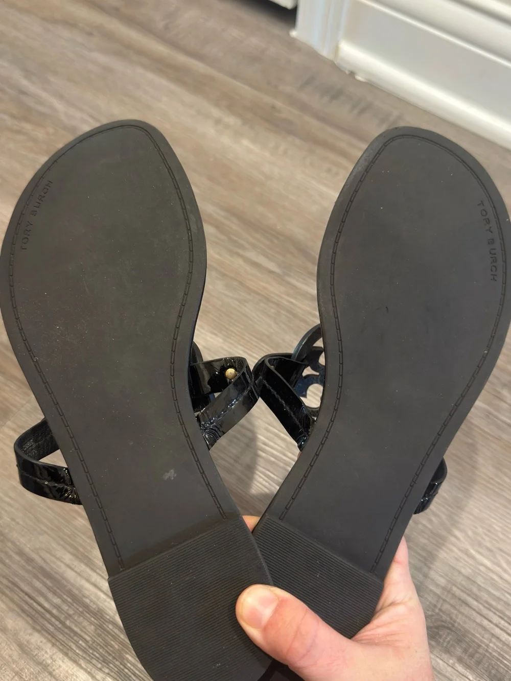 Tory Burch Miller Logo Black Patent Sandals